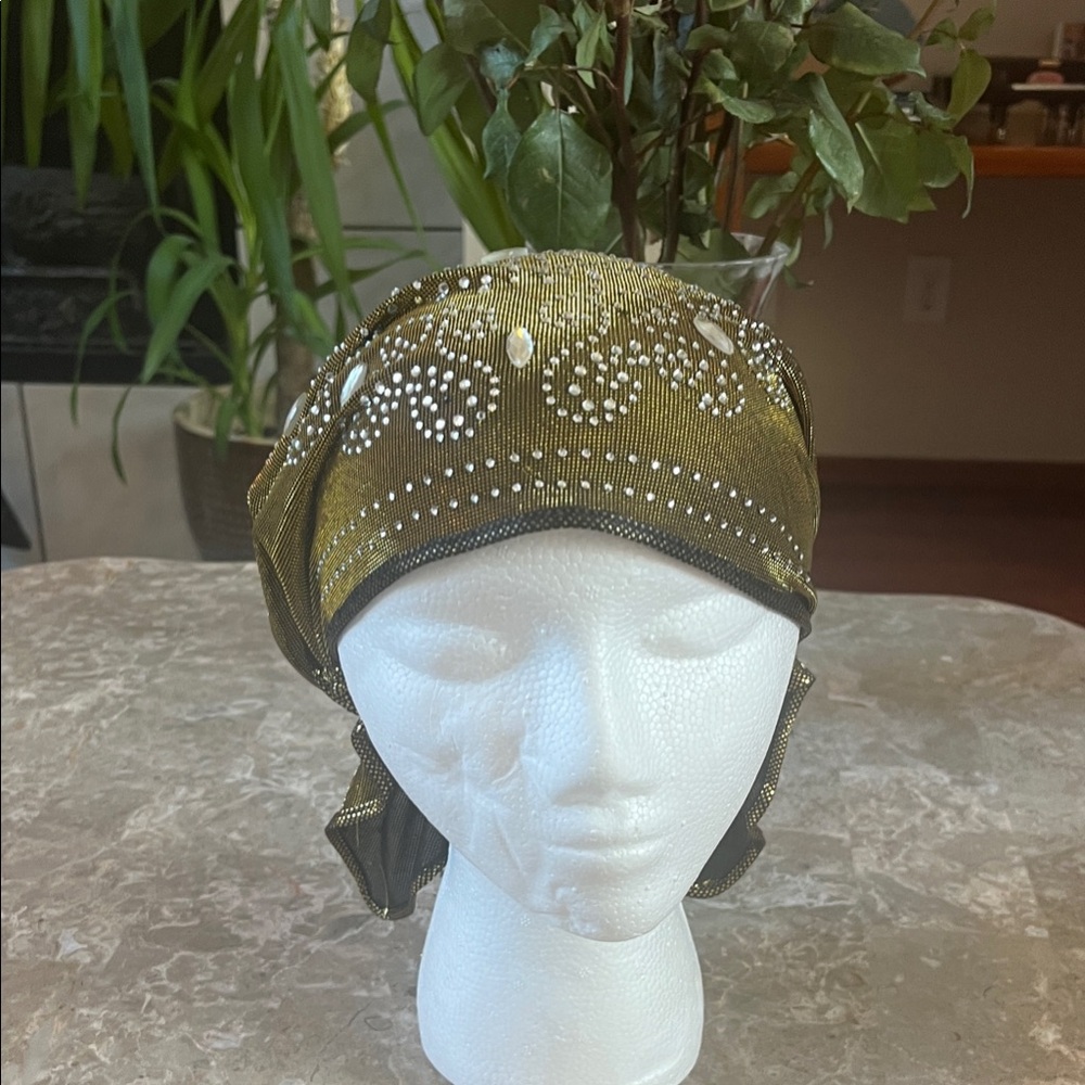 Elegant Gold Embellished Headscarf